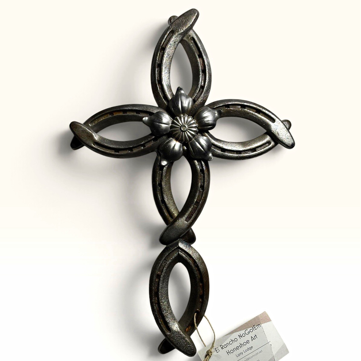 Welded Horseshoe Cross Southwestern Metal Art 