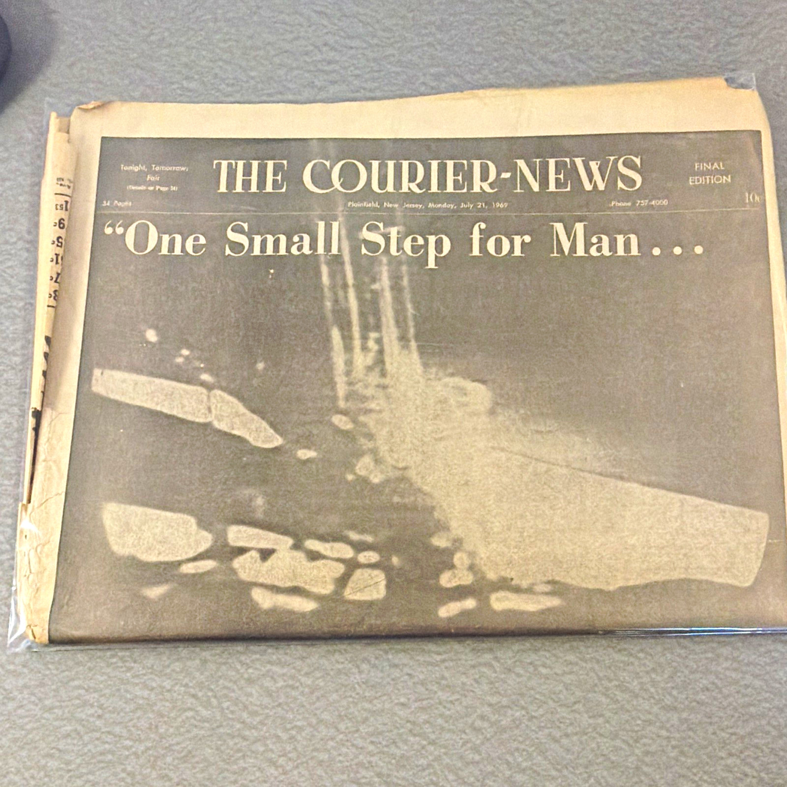 Vintage July 21, 1969 The Courier-News “One Small Step for Man...” Final Edition Vintage July 21, 1969 The Courier-News “One Small Step for Man...” Final Edition
