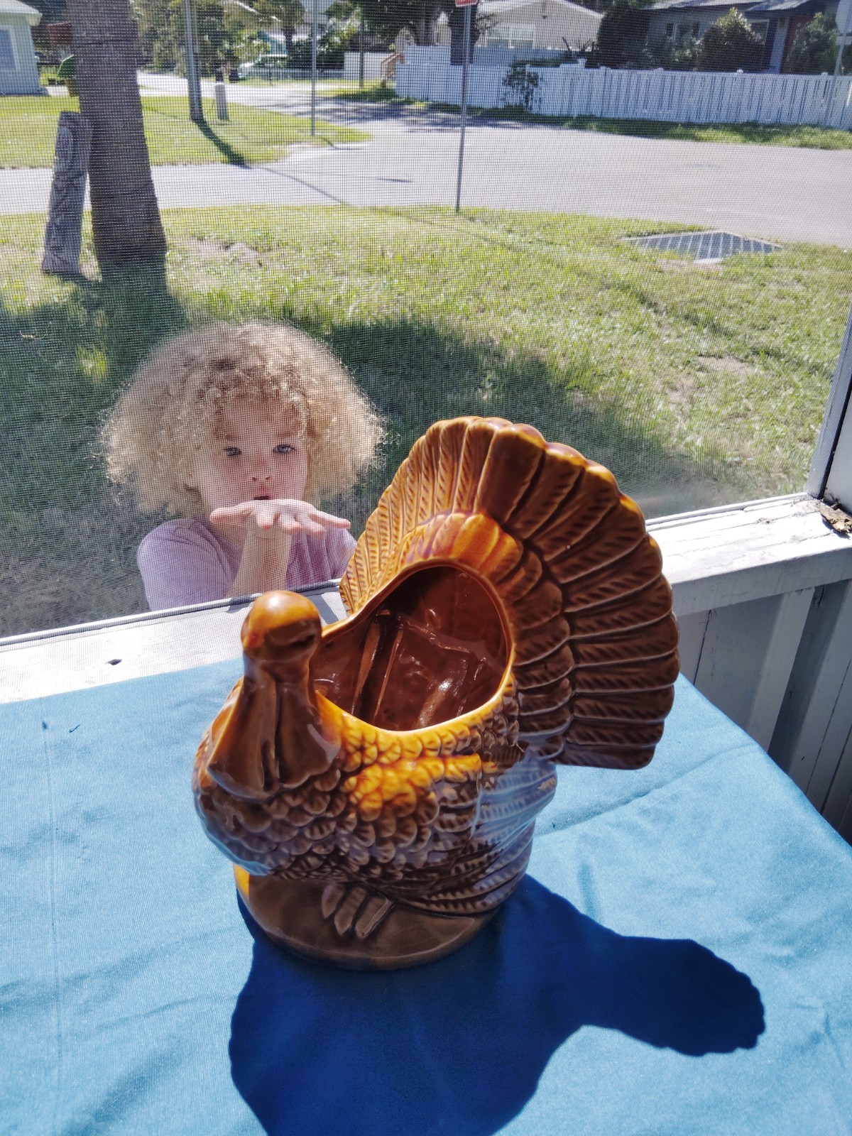 Vintage MCM Pottery Turkey Planter Thanksgiving Centerpiece 