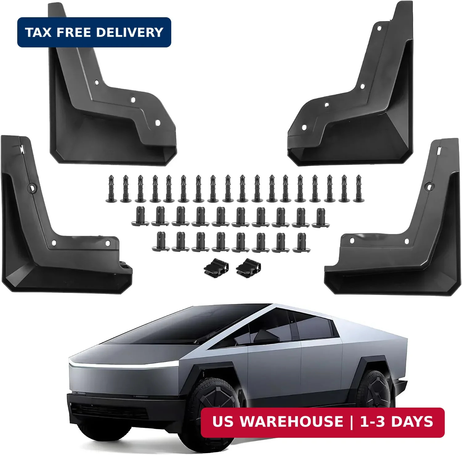 Mud Flaps Splash Guards for 2024-2026 Tesla Cybertruck All Weather Fender Guard Mud Flaps Splash Guards for 2024-2026 Tesla Cybertruck All Weather Fender Guard