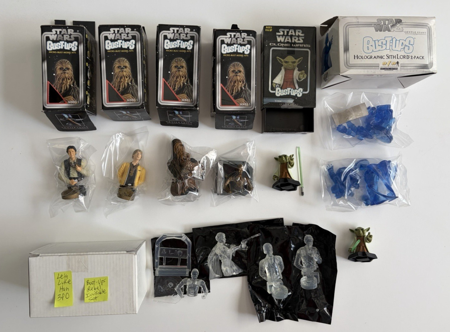 Star Wars Gentle Giant Bust-Ups lot Yoda Invisible Han Leia Luke Holo Vader Maul