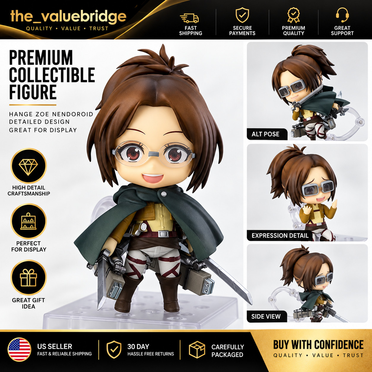 Hange Zoe Nendoroid 1123 PVC Action Figure Toy Anime Attack on Titan Model - New