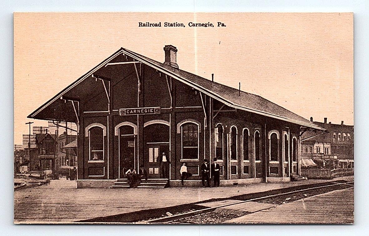 Carnegie Pennsylvania Train Station Depot Postcard RPPC Real Photo Carnegie Pennsylvania Train Station Depot Postcard RPPC Real Photo