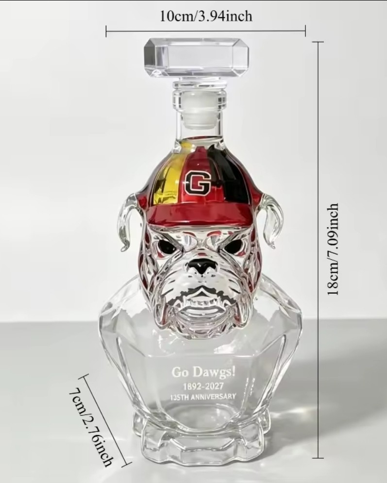 Georgia Bulldogs Football Liquor Whiskey Decanter Bottle New 