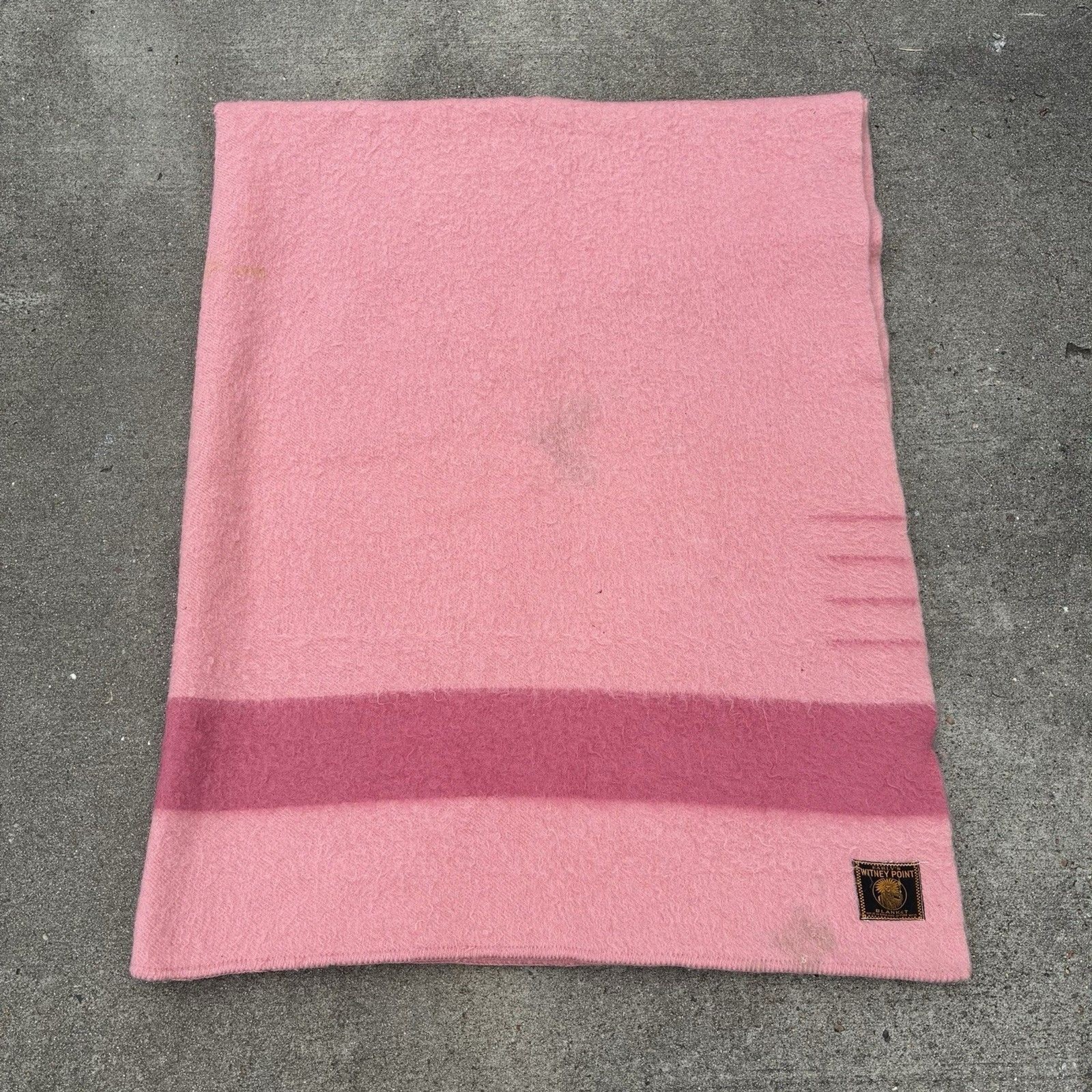 VINTAGE EARLY'S WITNEY POINT ENGLISH MADE LARGE WOOL BLANKET 4 POINT 68x68 Pink