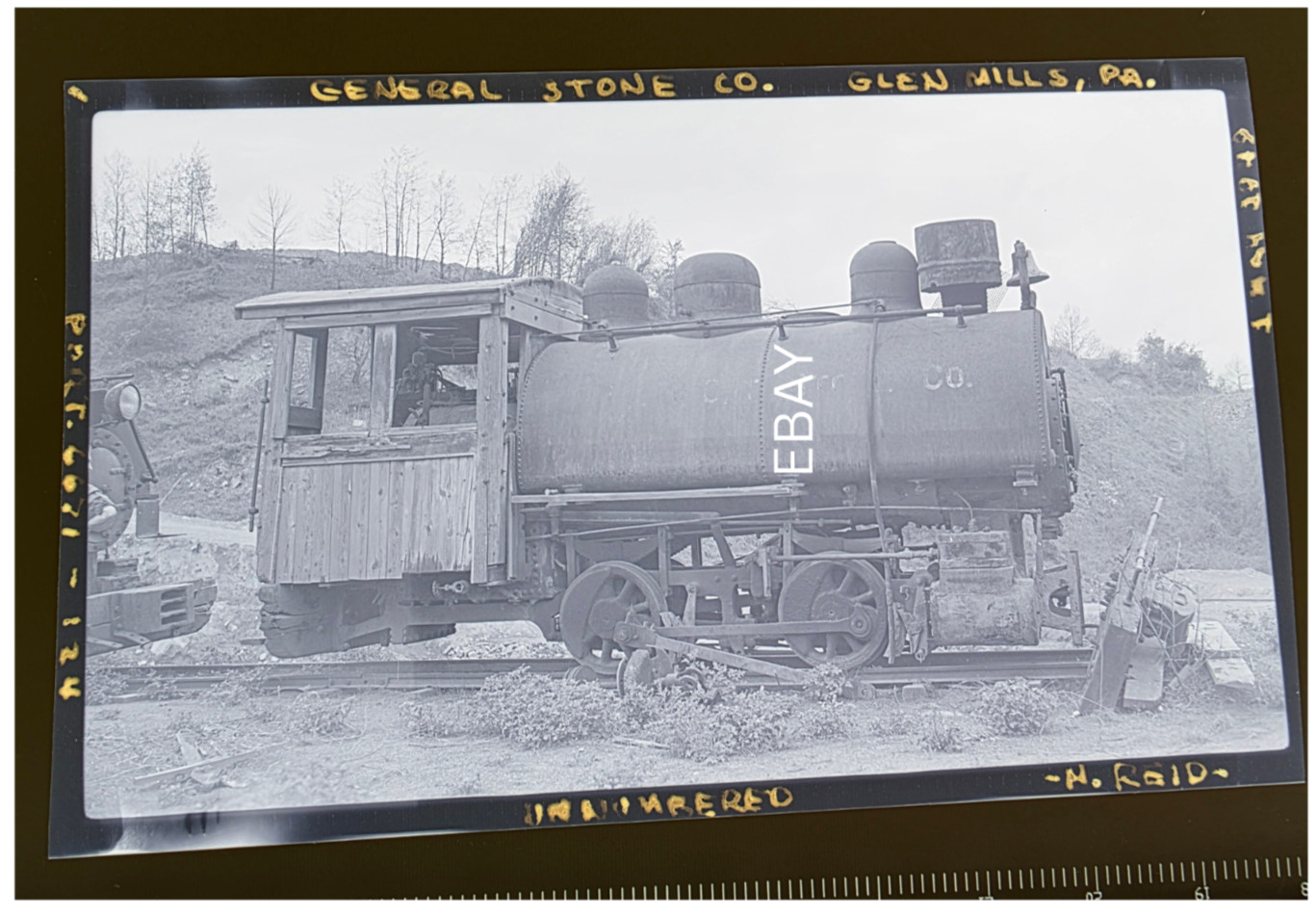 5/1/1949 General Stone Co Industrial Steam Loco Glen Mills PA Photo Negative