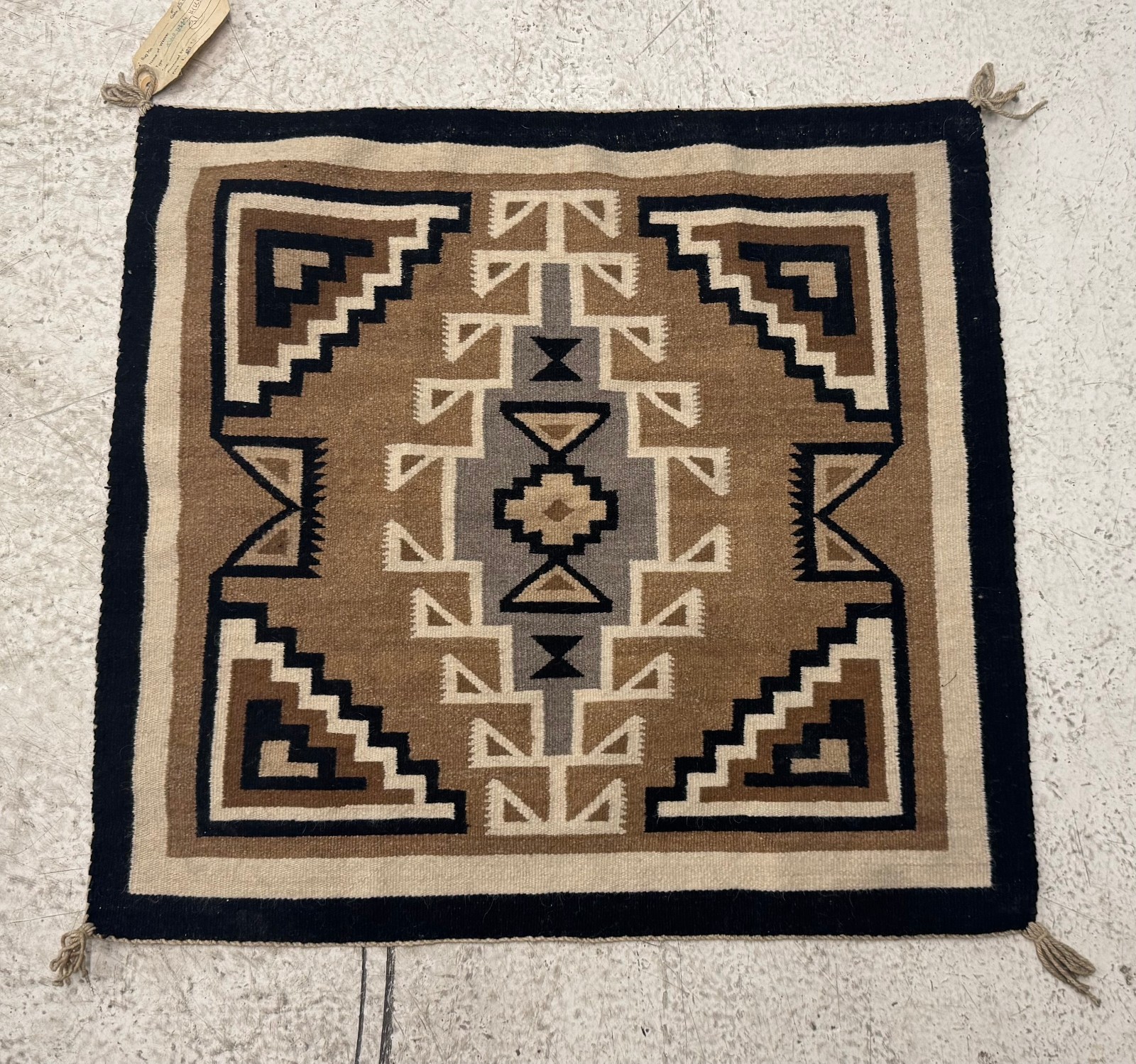 Vintage Navajo Two Grey Hills Wool Rug Russel Foutz Indian Room 26 x 28