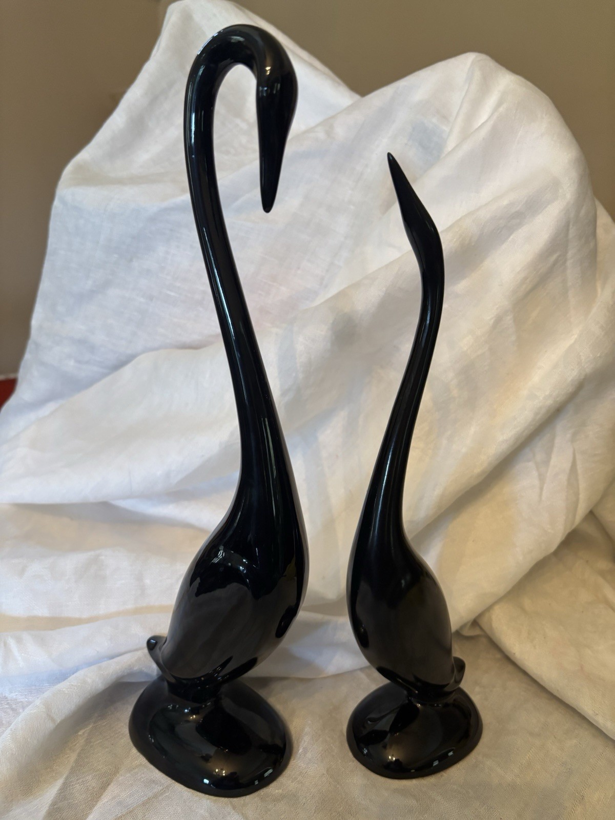 Vintage Pair Of Mid Century Pottery Black Swan Figurines 15 Vintage Pair Of Mid Century Pottery Black Swan Figurines 15