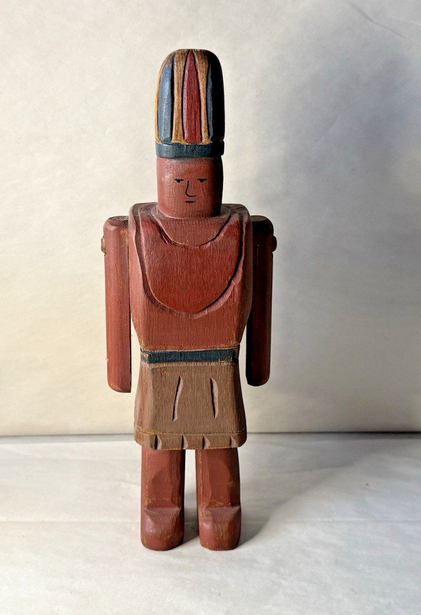 Vintage Carved Wood Native American Figurine Robin Ruth Wolf Creek, IA