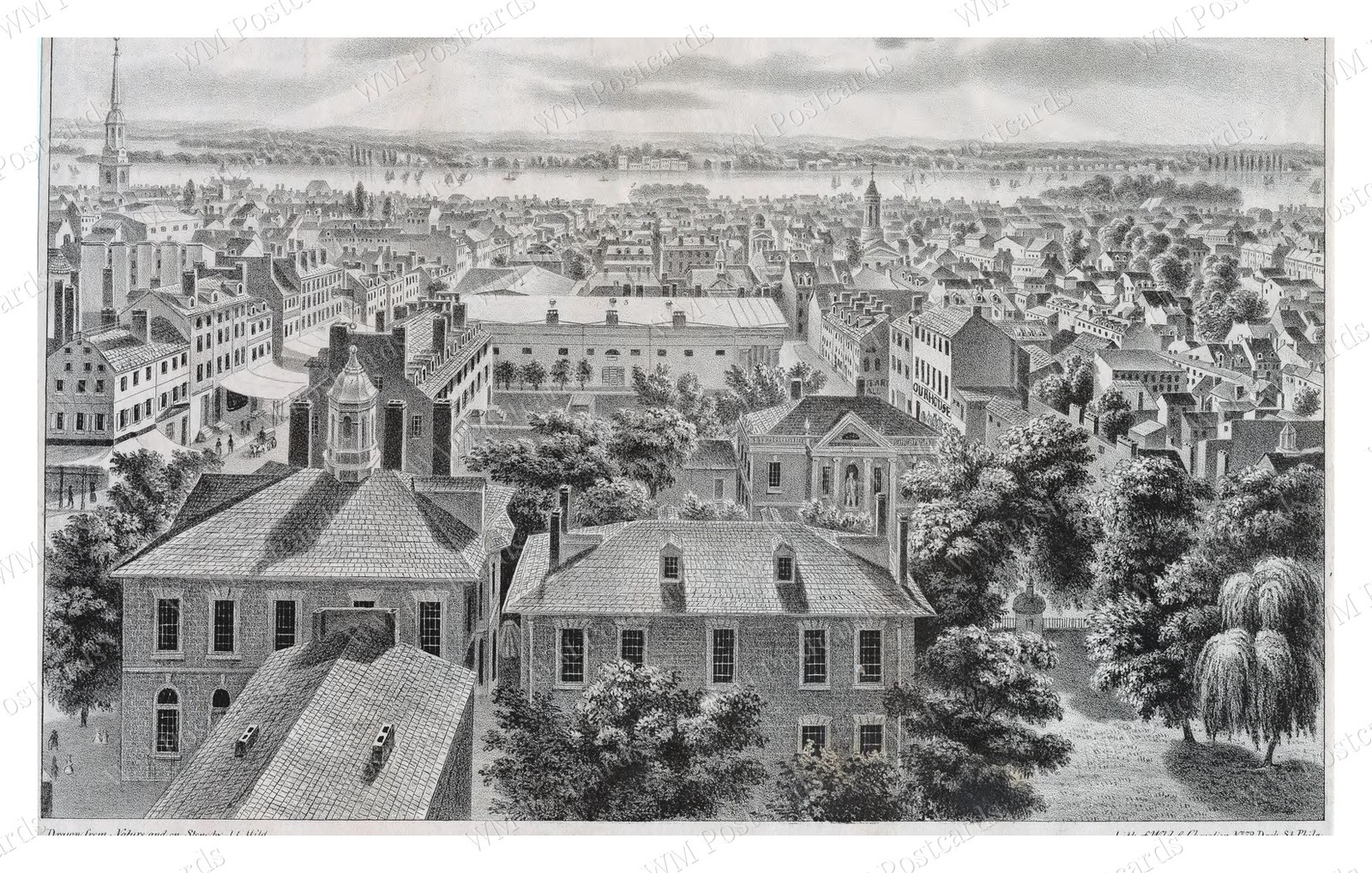 Philadelphia Pennsylvania 1838 State House Steeple Panorama Standard Postcard Philadelphia Pennsylvania 1838 State House Steeple Panorama Standard Postcard