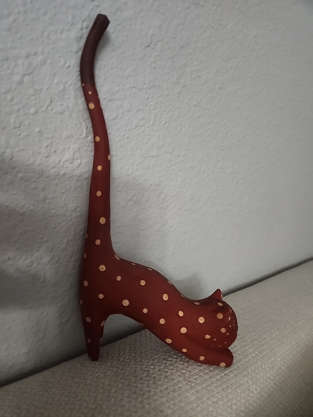 Vintage Bali Wood Long Tail Cat 12\