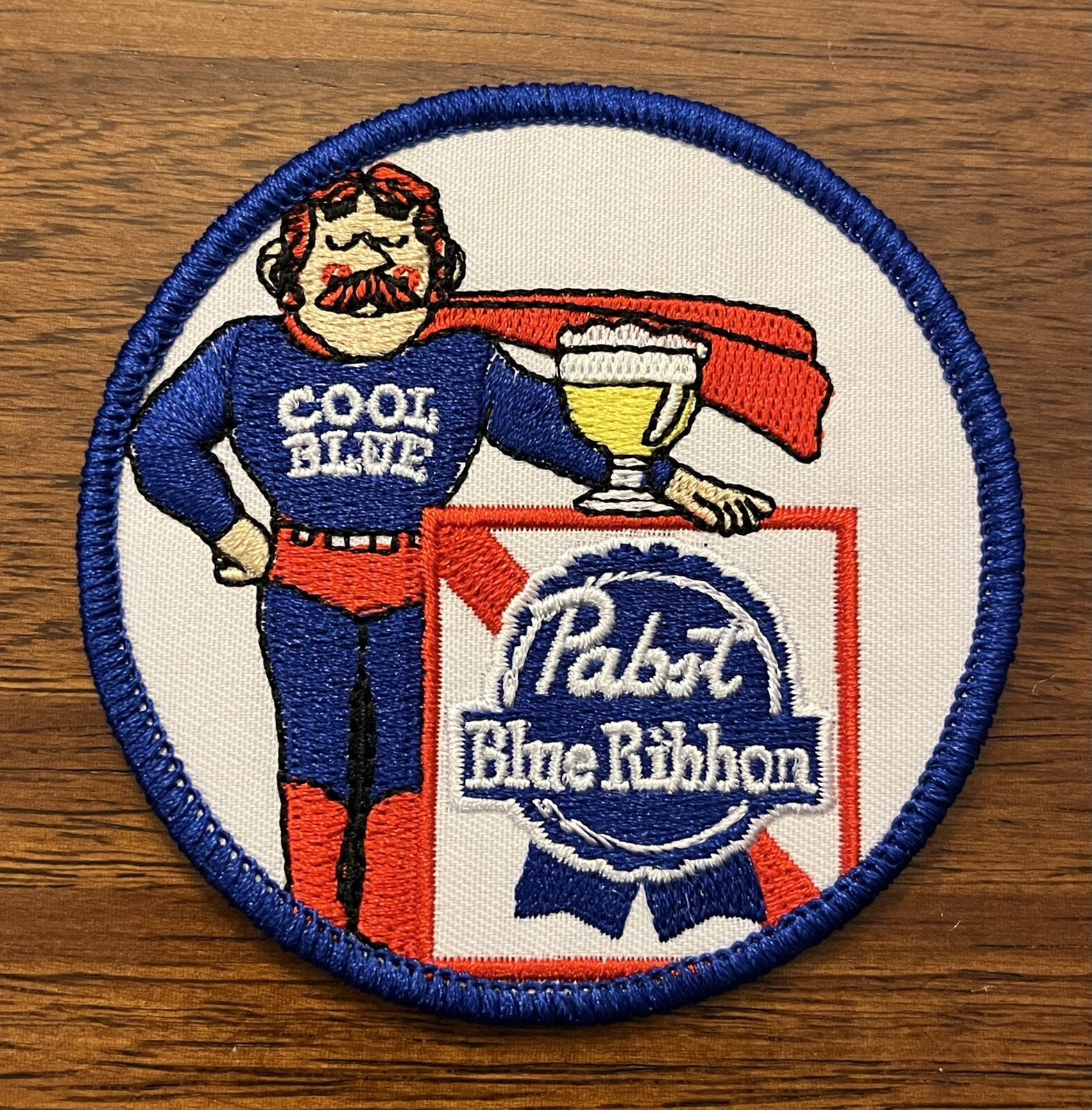 PBR Pabst Blue Ribbon Cool Blue Vintage Style Retro Iron Sew One Patch Cap Hat