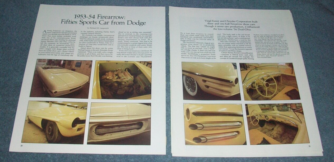 1953 1954 Firearrow Concept Vintage Article \