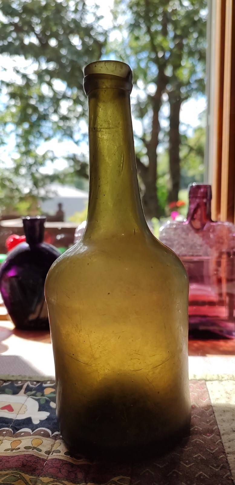 Black Glass Dutch Long Neck Porter Bottle, Half Size 1760-1780