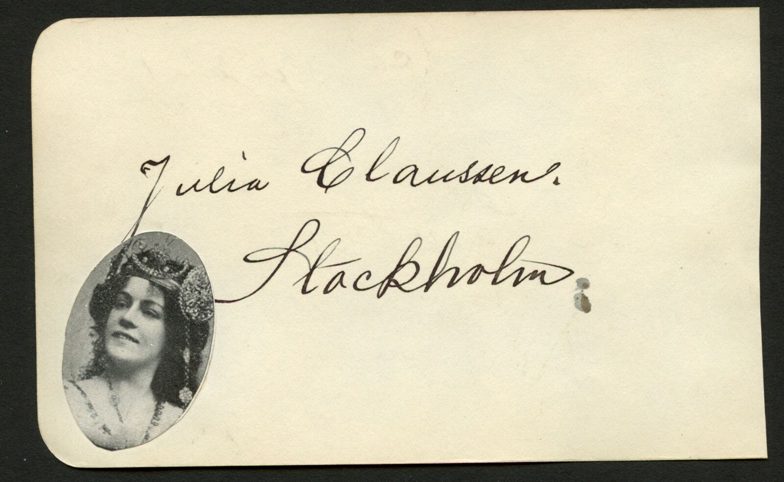 Julia Claussen d1941 signed autograph 3.5x5.5 Album Page Operatic Mezzo-Soprano