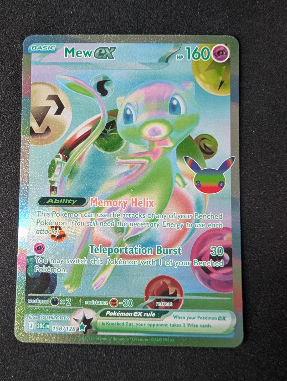 Pokemon 30th anniversary Mew ex 158/128 Futuristic Art rare Holo English