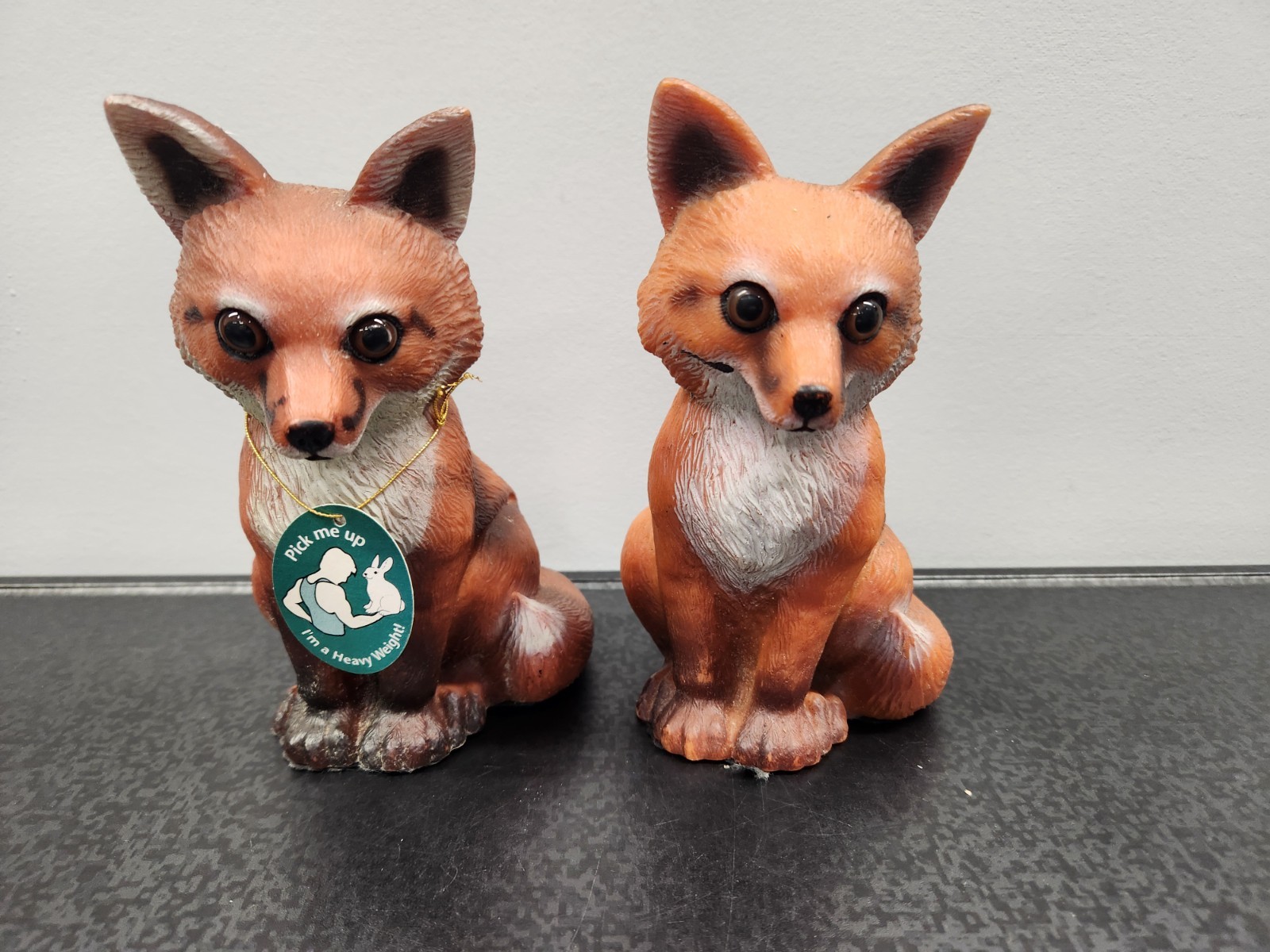 Lot of (2) Vtg Artline 90's Fox Figurines Resin Wildlife Art Line Decor ~ Good