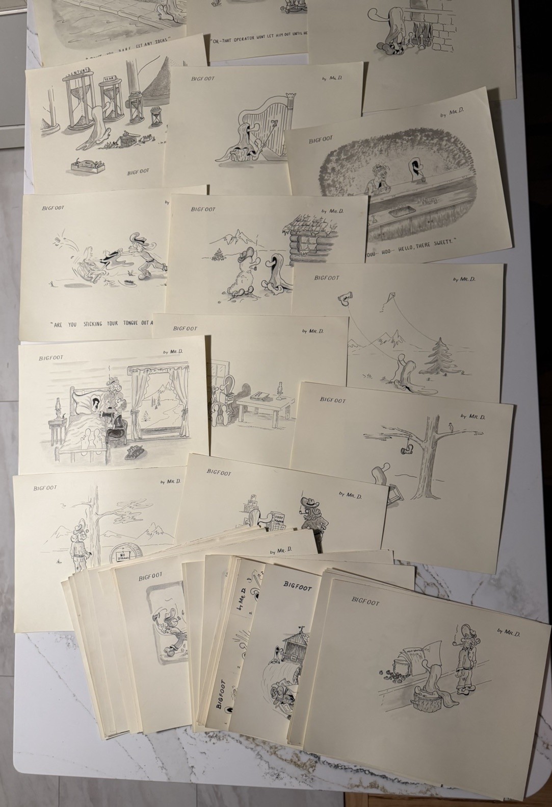 49 Original Drawings Bigfoot Comic By Mr. D Lot Cartoon Original Art Americana