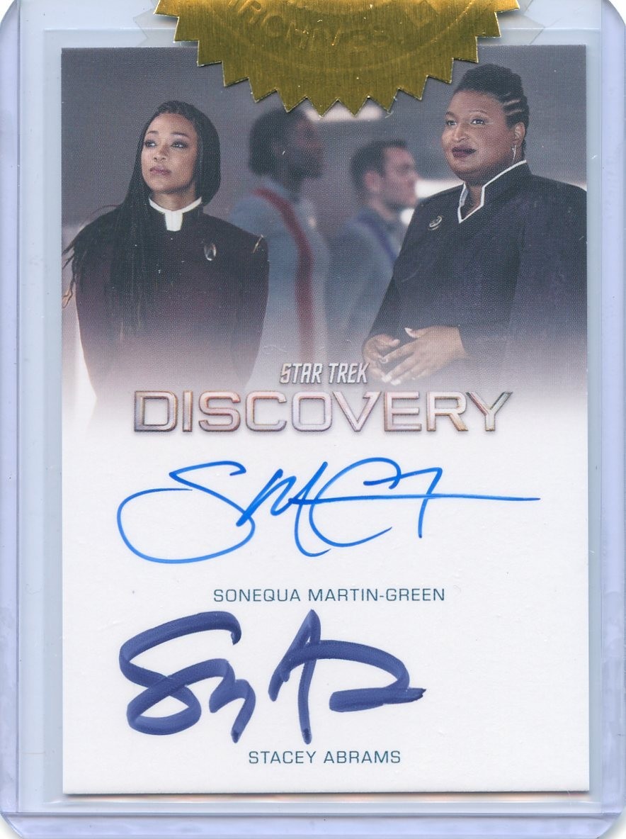 VHTF Star Trek Discovery S4 Dual Autograph of Sonequa Martin-Green Stacey Abrams