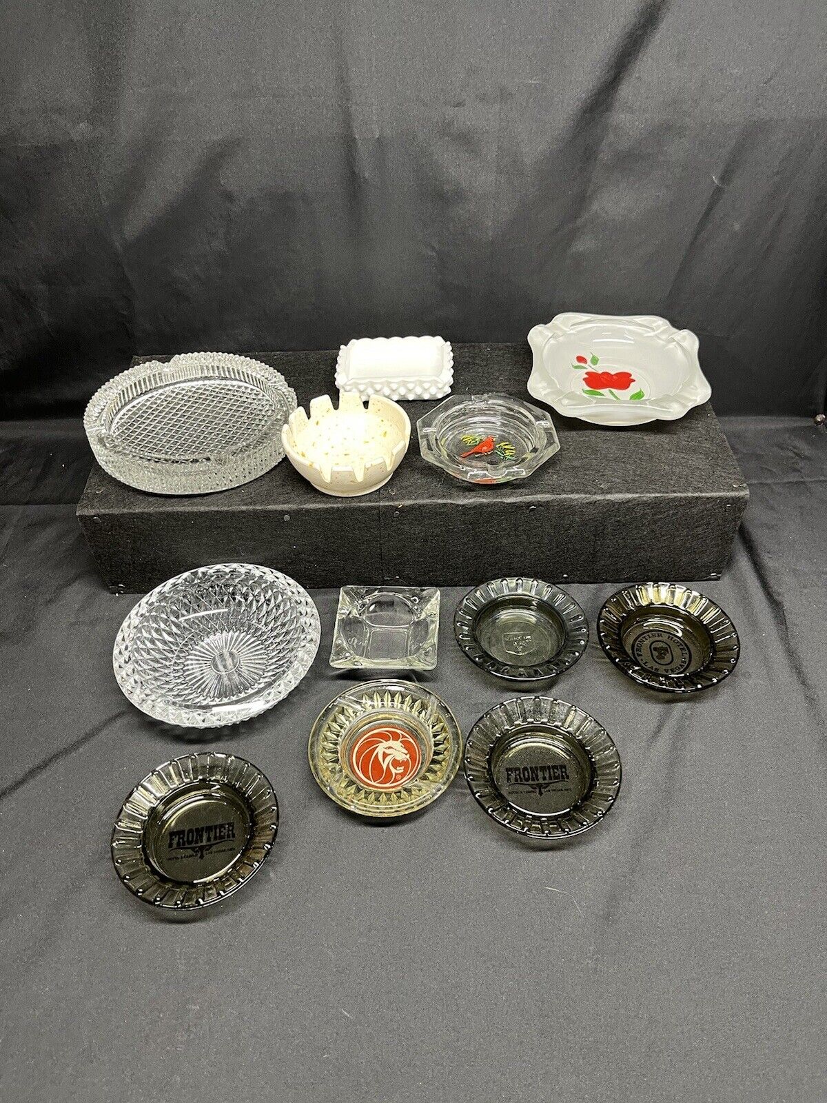 (12) Vintage Ashtrays Glass Plastic NO CHIPS SEE PICTURES.