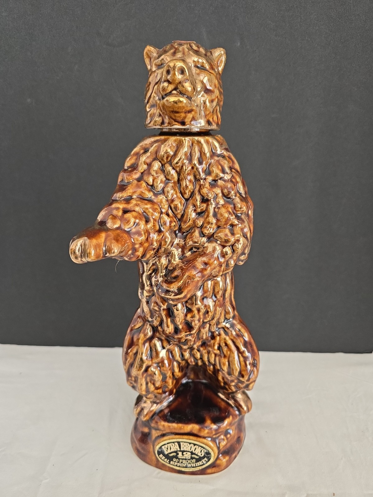 Vintage Ezra  Brooks Golden Bear Decanter 1968 Real Sippin Whiskey Empty 13.5