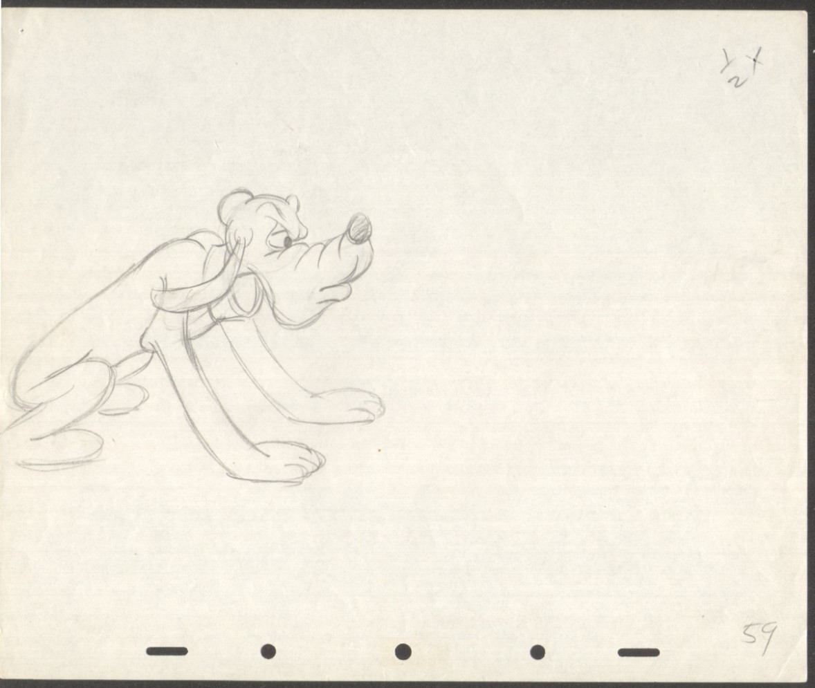 1930's/1940's WALT DISNEY PLUTO ORIGINAL PRODUCTION DRAWING ANIMATION ART PAGE 1930's/1940's WALT DISNEY PLUTO ORIGINAL PRODUCTION DRAWING ANIMATION ART PAGE