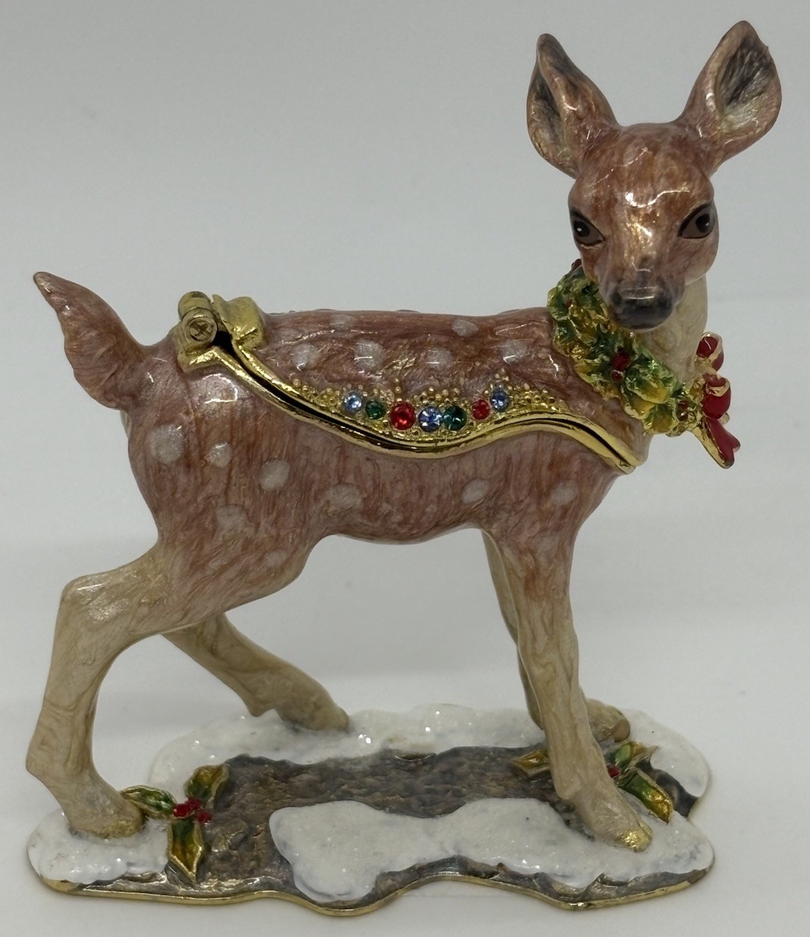 Rucinni Christmas Fawn Jeweled Trinket Box
