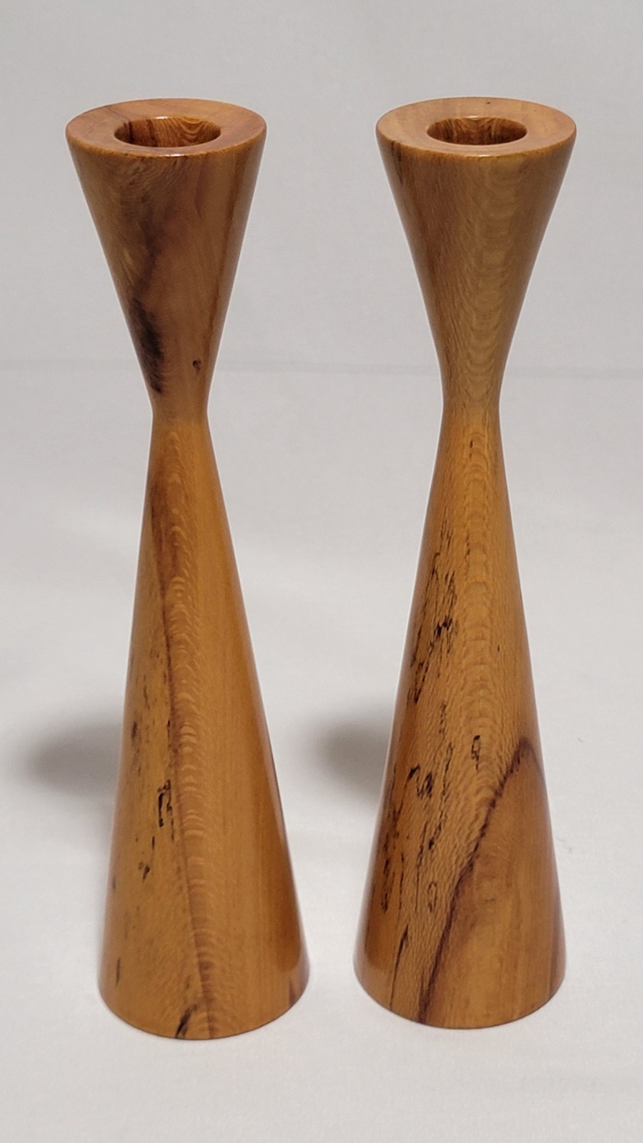 VINTAGE MCM DANISH SPALTED MAPLE CANDLE HOLDERS FOR 3/4 VINTAGE MCM DANISH SPALTED MAPLE CANDLE HOLDERS FOR 3/4