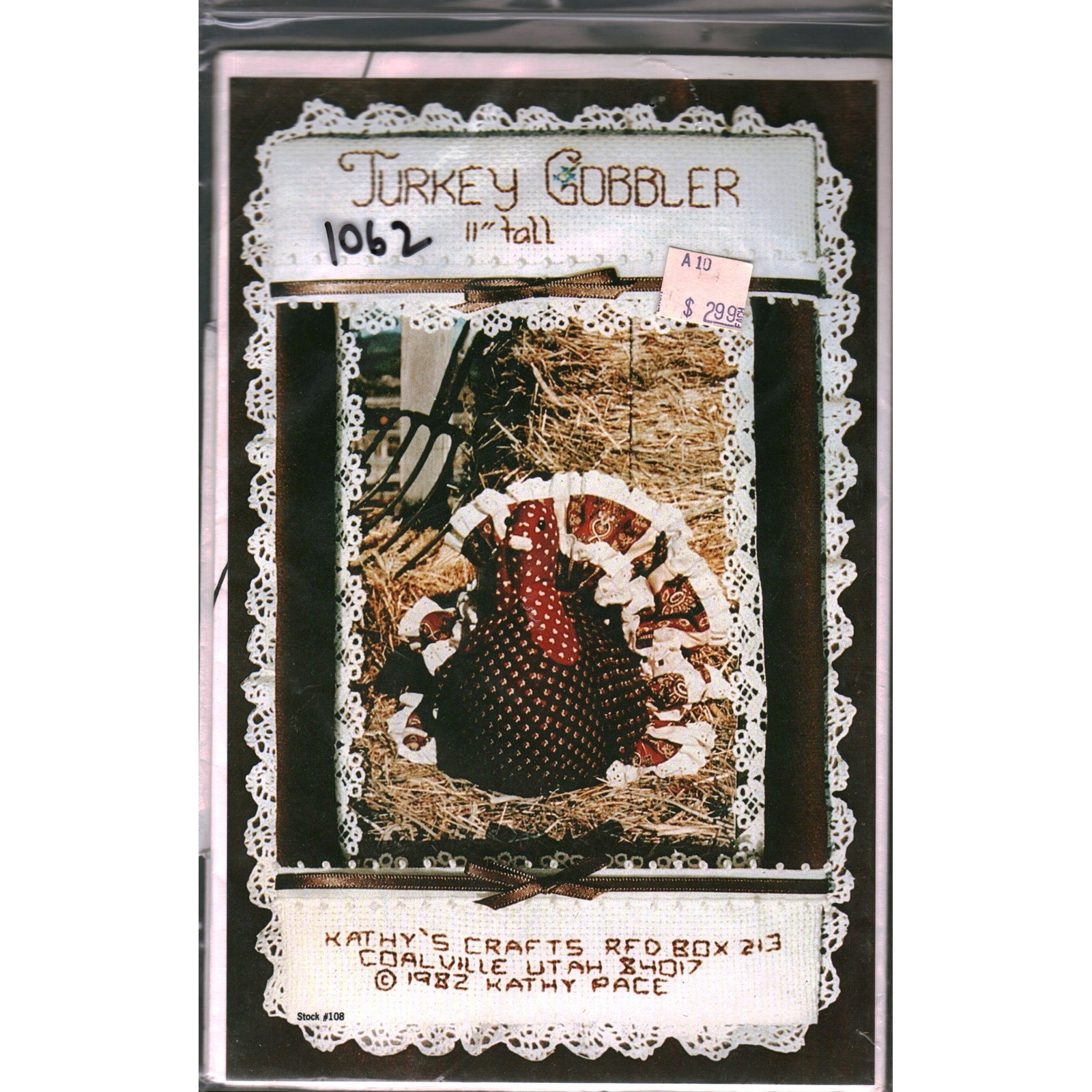 Vintage 1982 Kathy's Crafts Turkey Gobbler Sewing Pattern Kathy Pace 108 11 inch Vintage 1982 Kathy's Crafts Turkey Gobbler Sewing Pattern Kathy Pace 108 11 inch