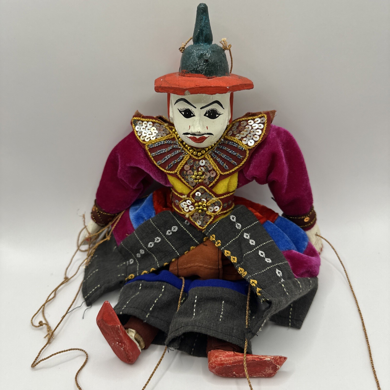Vintage 12” Burmese Old Nat King Wooden Teak Puppet Marionette No Controller Vintage 12” Burmese Old Nat King Wooden Teak Puppet Marionette No Controller