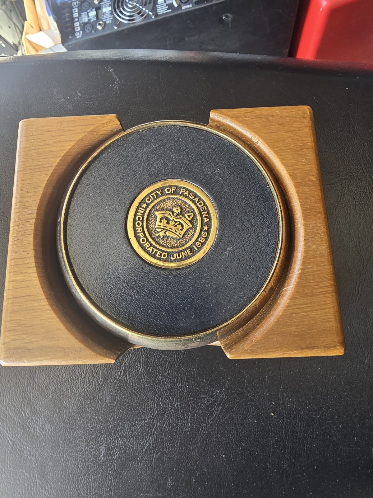 Vintage Solid Brass Specialties Coaster Set W/Holder City Of Passedena Vintage Solid Brass Specialties Coaster Set W/Holder City Of Passedena