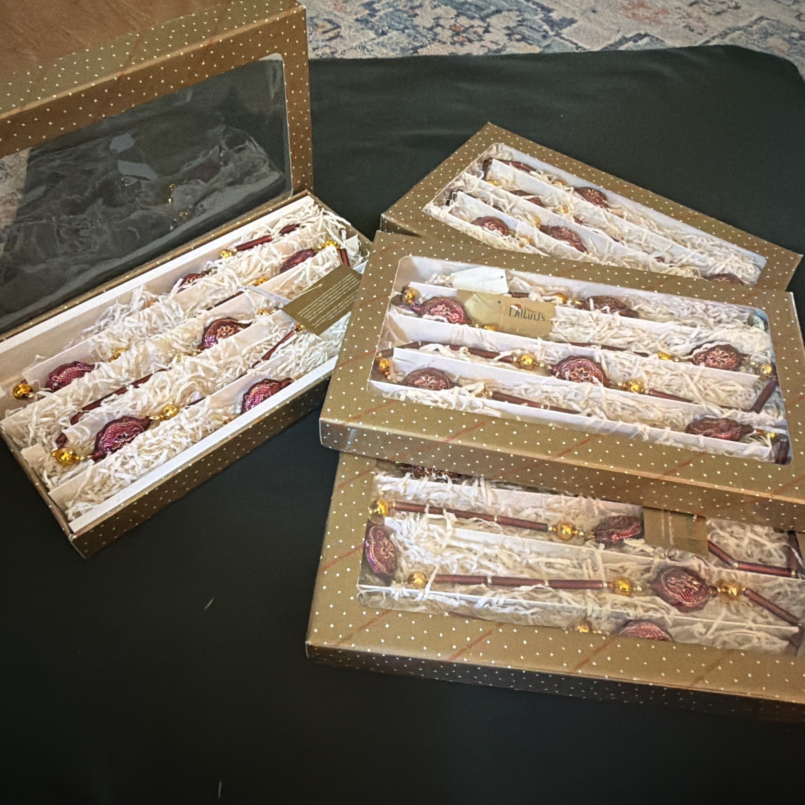VTG Dillards Czech Glass Bead Garland Trim Lot Of 4 - Each 6 Ft New In Box VTG Dillards Czech Glass Bead Garland Trim Lot Of 4 - Each 6 Ft New In Box