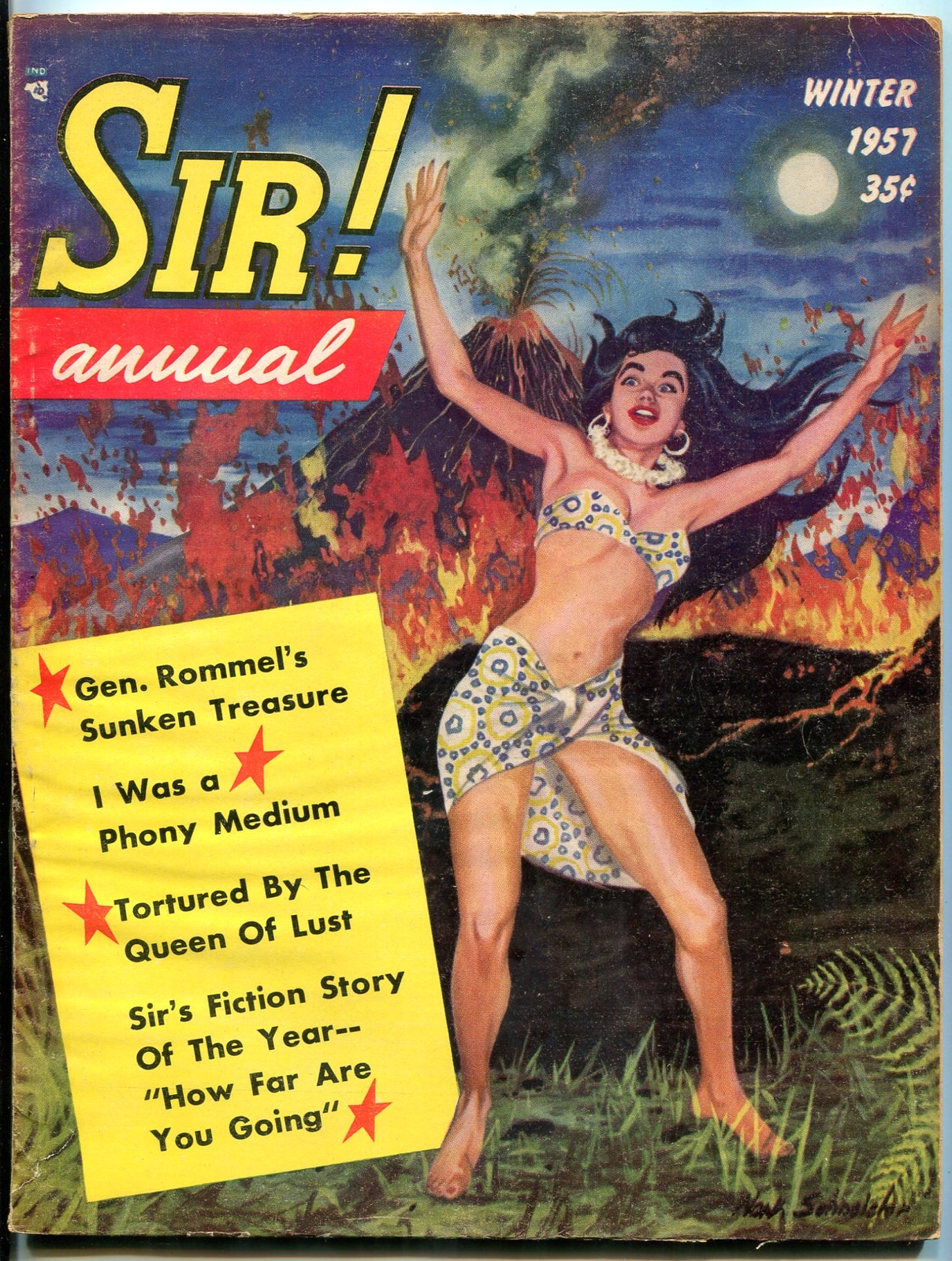 MAG: Sir Annual WINTER 1957-SAUCY VOLCANO COVER-ROMMEL-WW 2 VG
