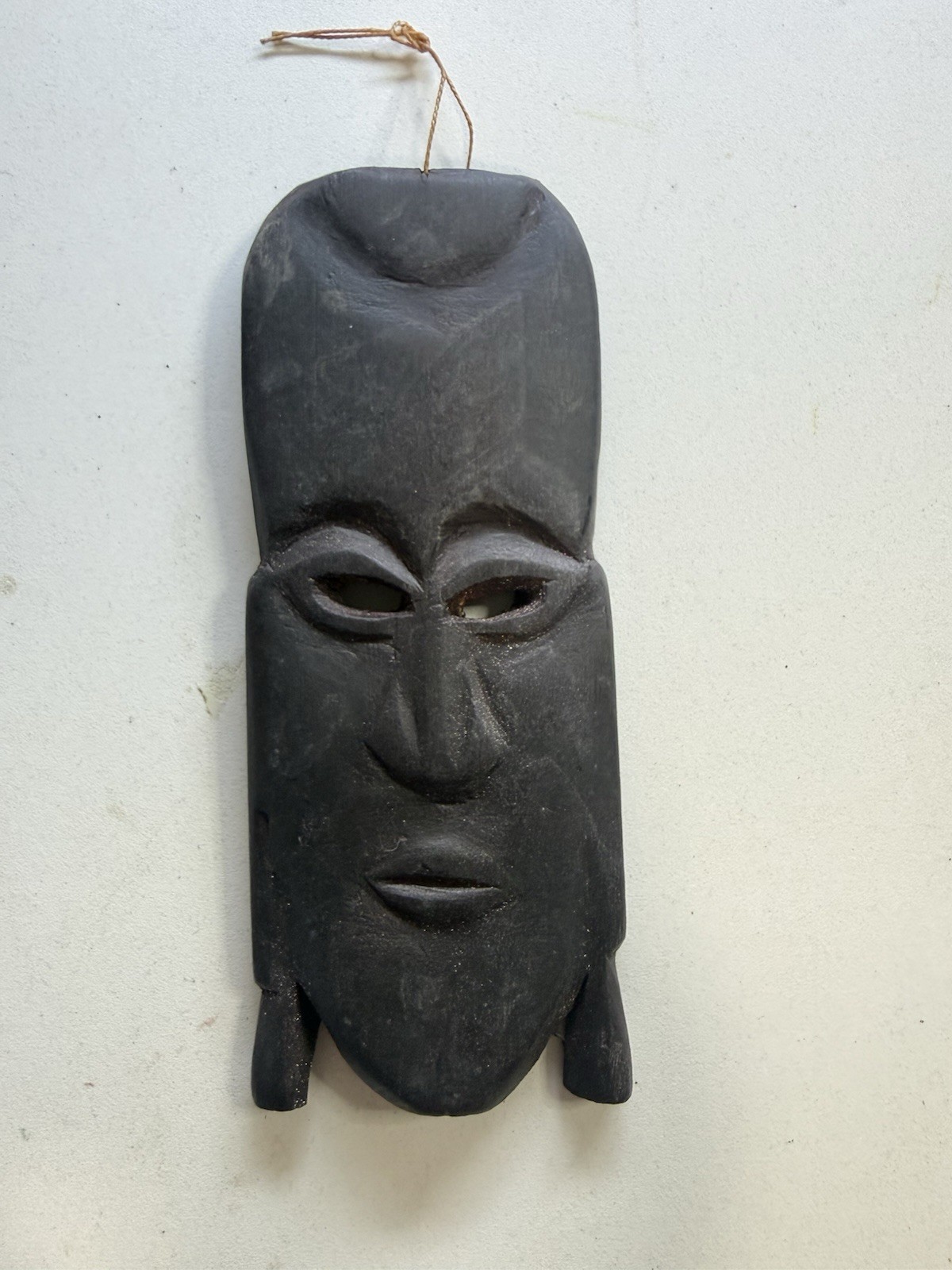 Vintage African Style Hand Carved Wood Mask Tribal Wall Hanging 5.25” Black