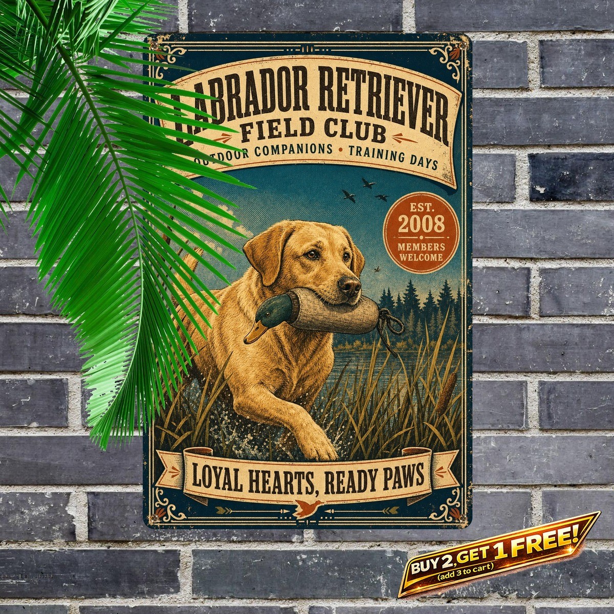 Funny Labrador Retriever Dog Tin Sign Retro Pet Home Wall Decor 8x12