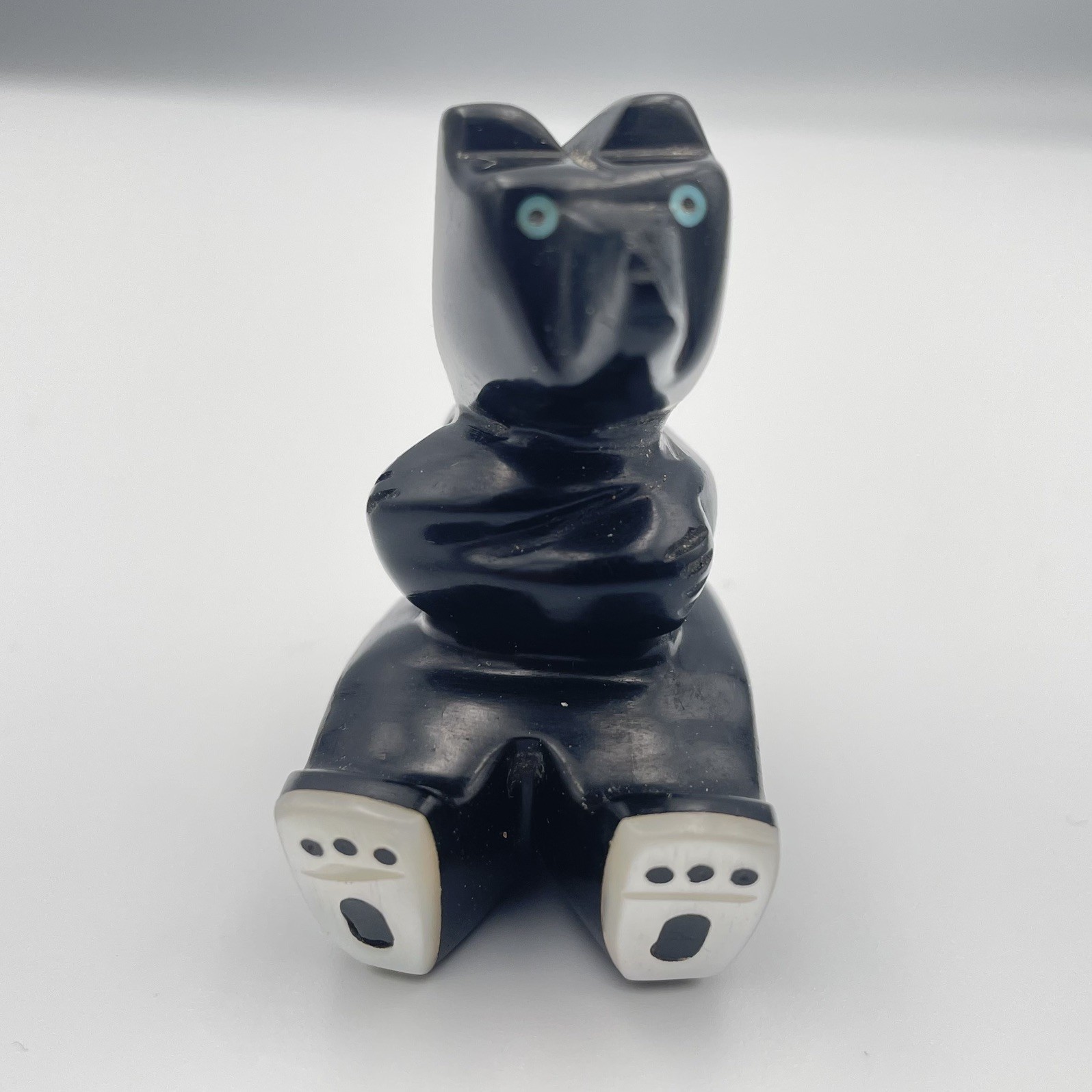 Navajo Bear Fetish Carving David Yazzie Jet Turquoise and Mother of Pearl Navajo Bear Fetish Carving David Yazzie Jet Turquoise and Mother of Pearl