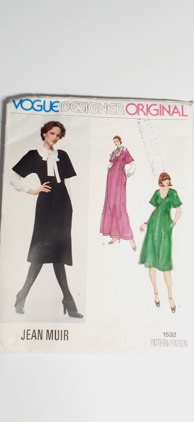 VTG. 70\'s Vogue #1532 Jean Muir Designer Original FF Uncut Dress Pattern