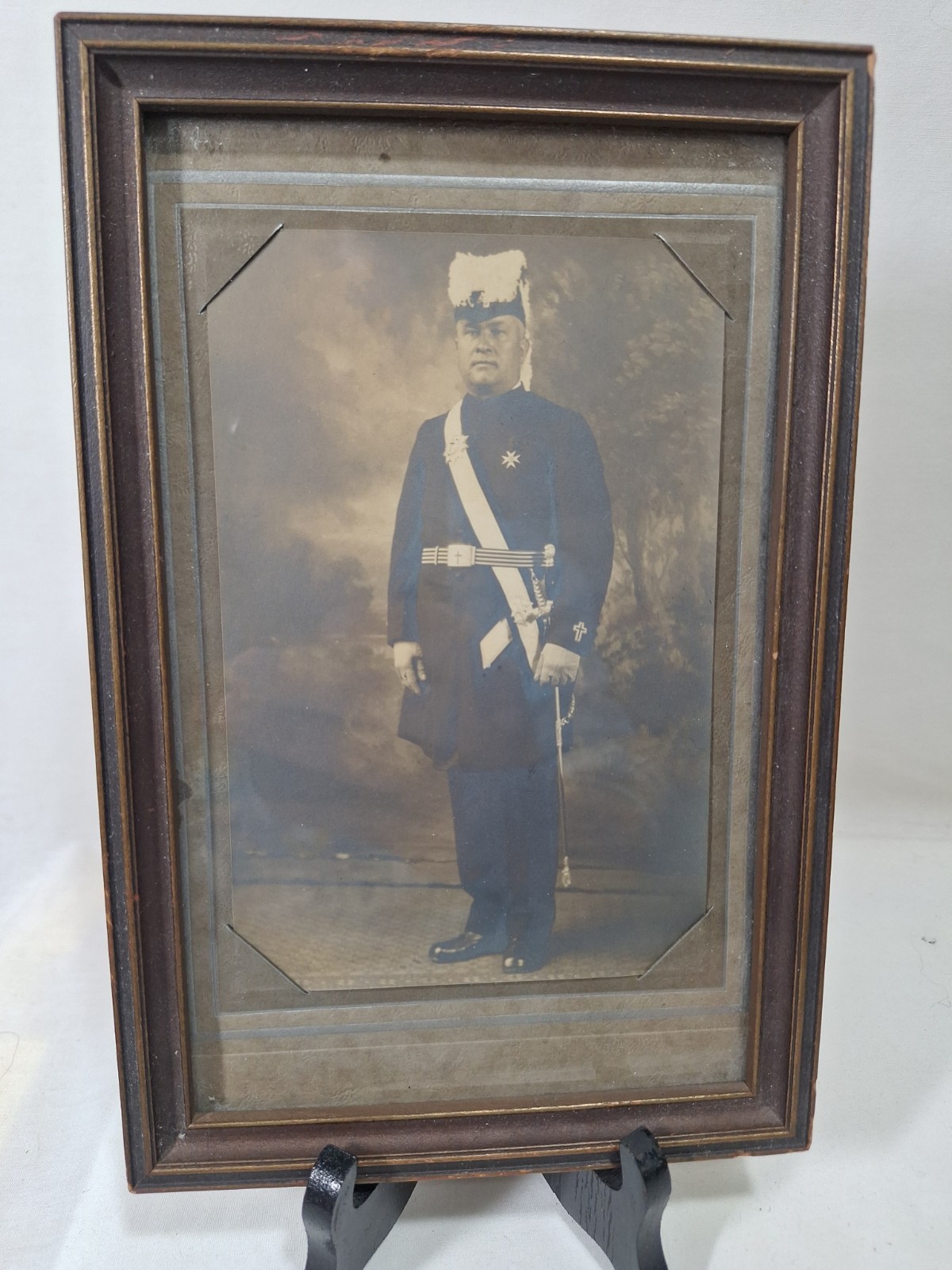 Antique Masonic Knights Templar Framed Photograph - Walter Templin Uniform 1900s