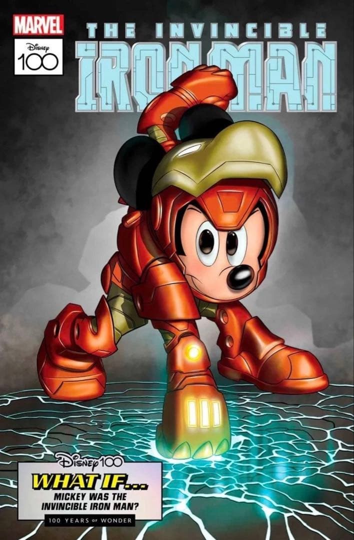 Disney 100th Anniversary Marvel Variant Cover Mickey Iron Man Comic