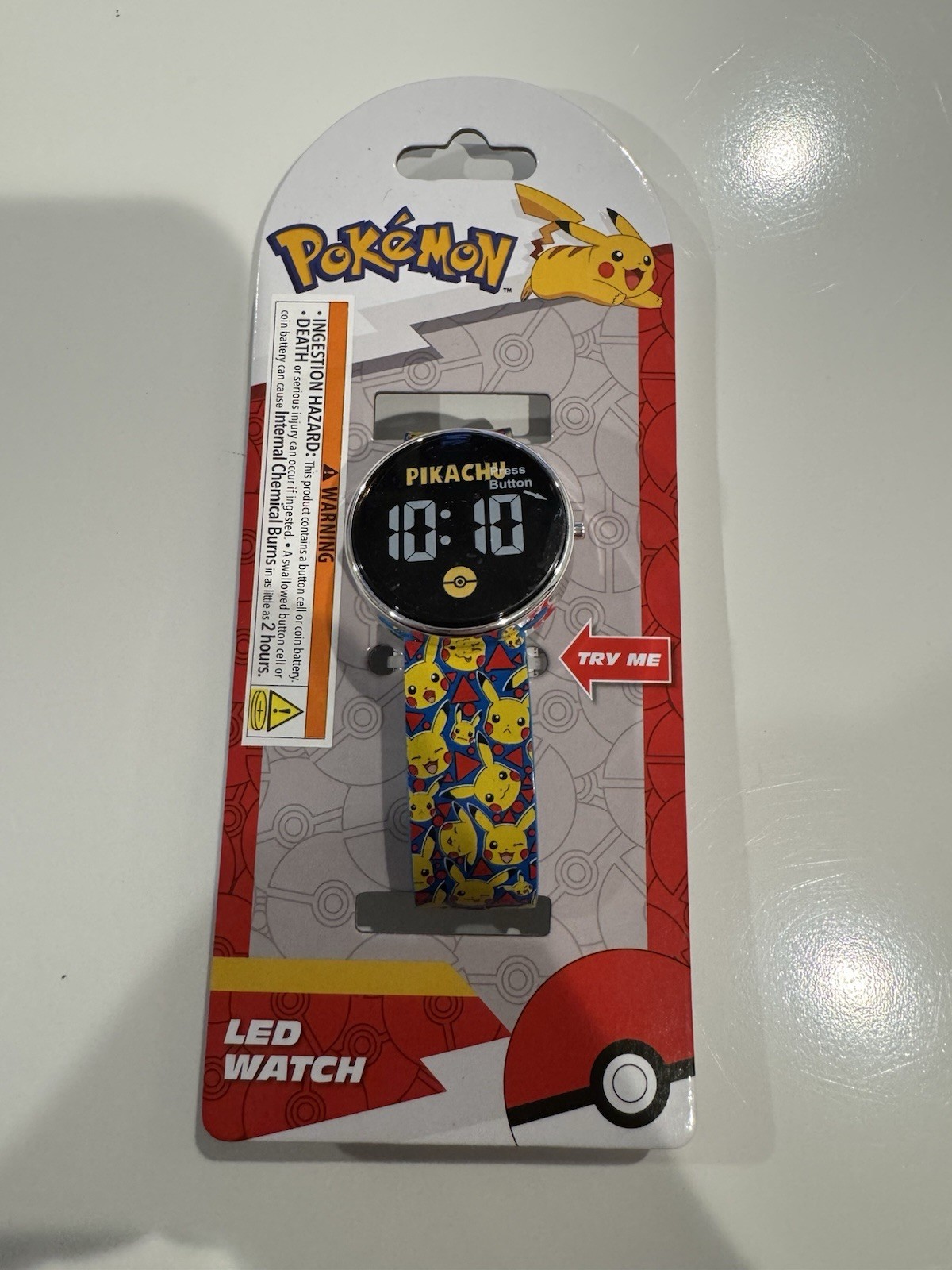 LED Digital Wrist Watch Pokemon  Pikachu Round Face Age 6+ New Accutime Watch Co