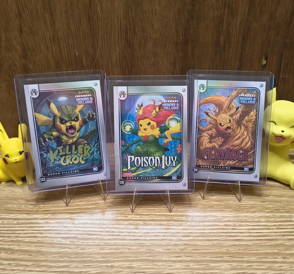 Pikachu Cosplay - Arkham Asylum Toxic Trio - 3 Card Lot - Refractive Holo - NM