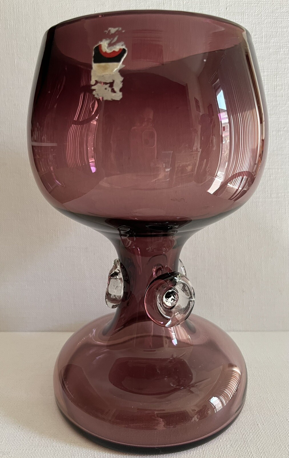 Vintage Blenko Glass Vase Amethyst Purple Clear Button Modern Art Studio Design Vintage Blenko Glass Vase Amethyst Purple Clear Button Modern Art Studio Design