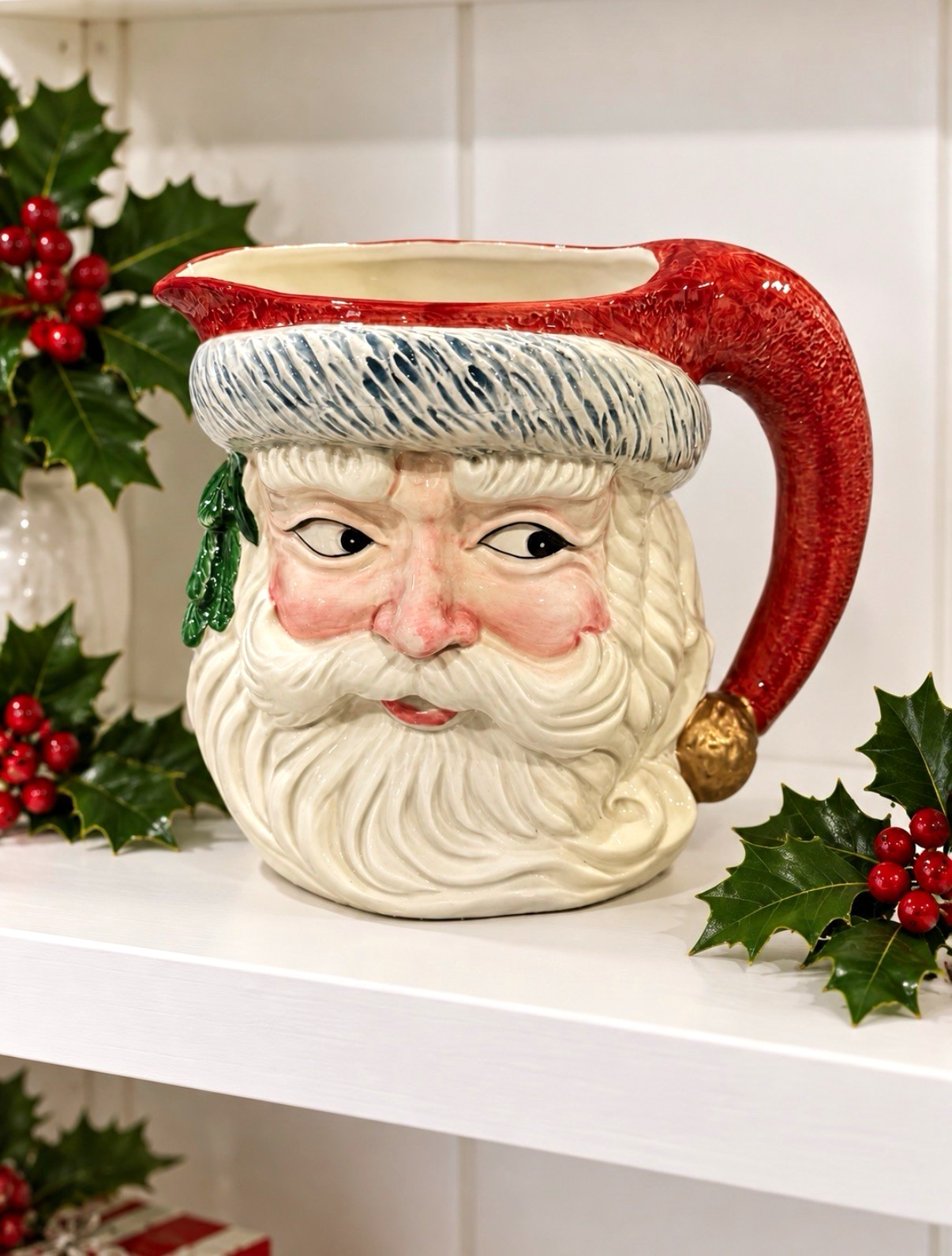Vintage Omnibus 1990 Fitz and Floyd Santa Claus Face Pitcher 