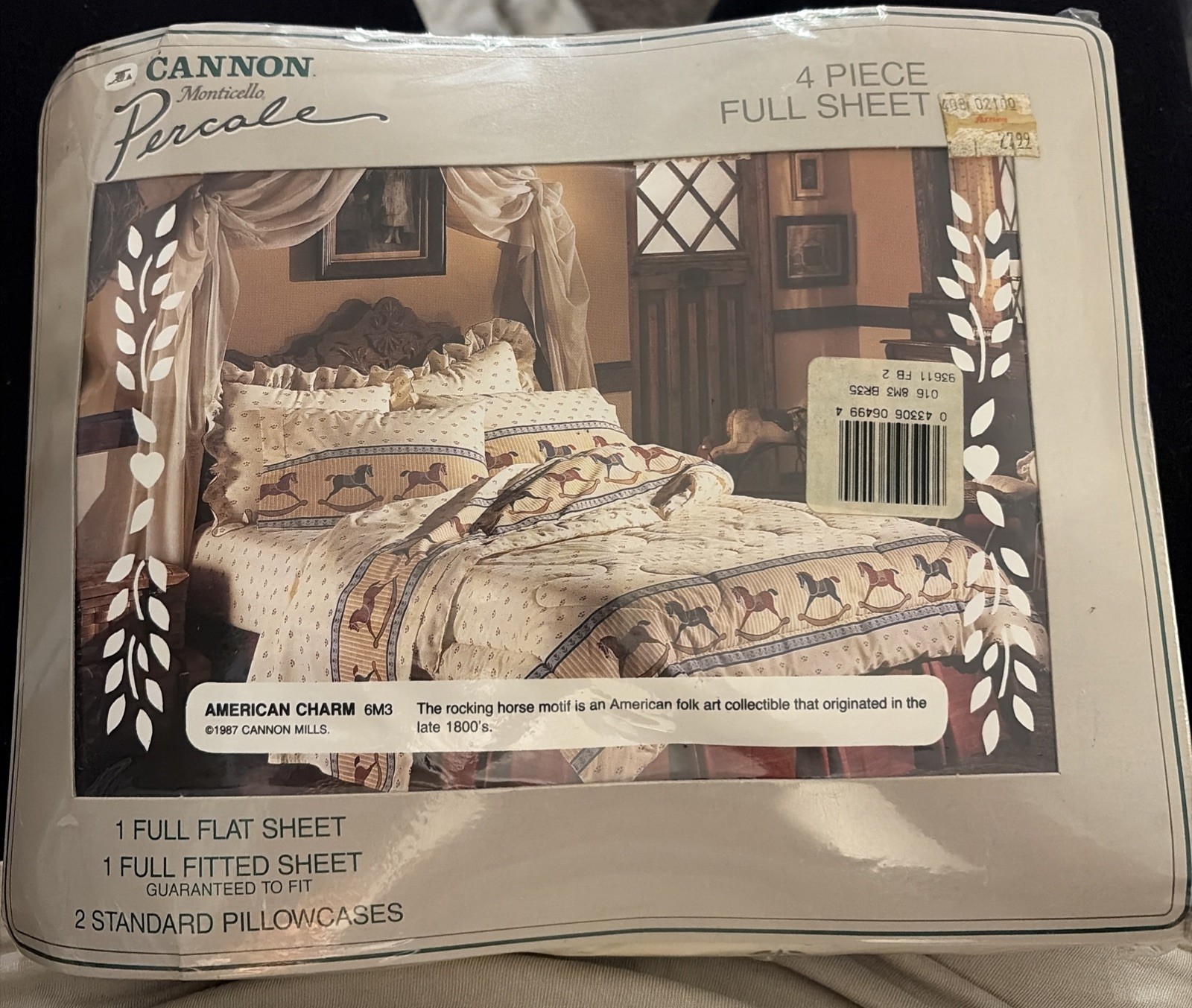 Vintage 1987 Cannon American Charm Full Sheet Set Rocking Horse Sealed NOS
