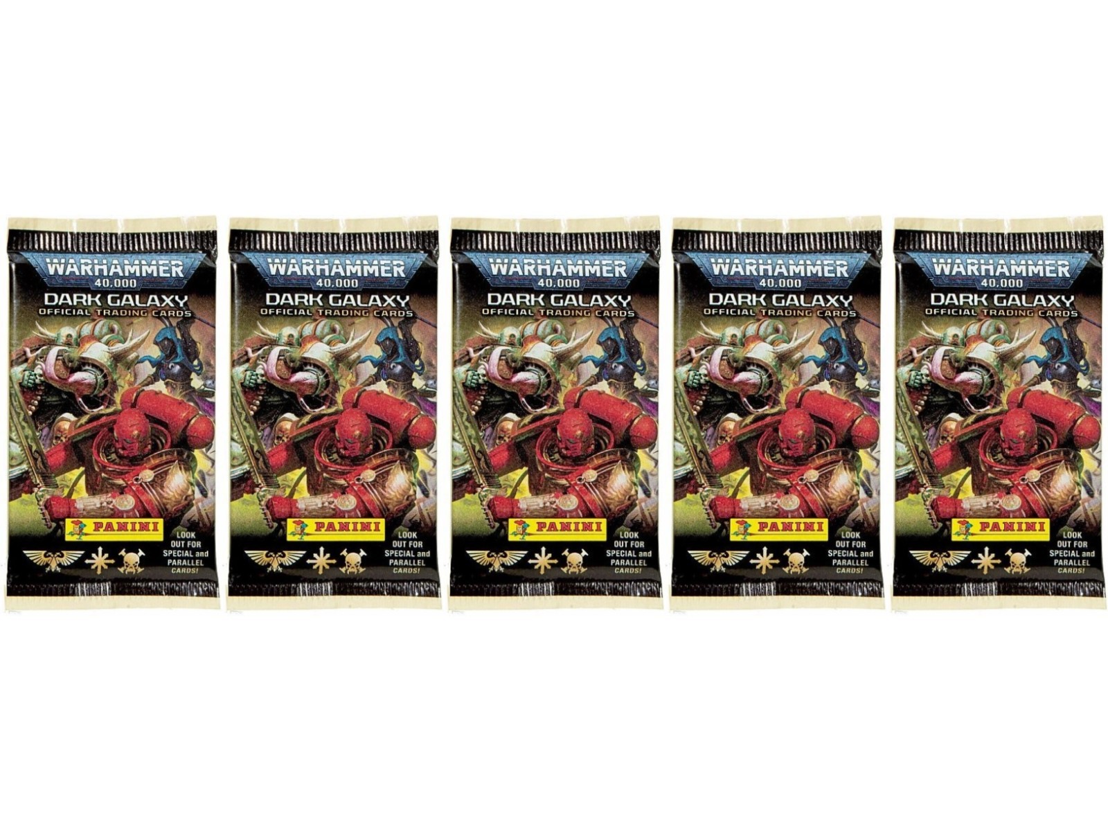 Lot of (5) 2023 Panini Warhammer 40k Dark Galaxy Sealed Booster Packs Lot of (5) 2023 Panini Warhammer 40k Dark Galaxy Sealed Booster Packs