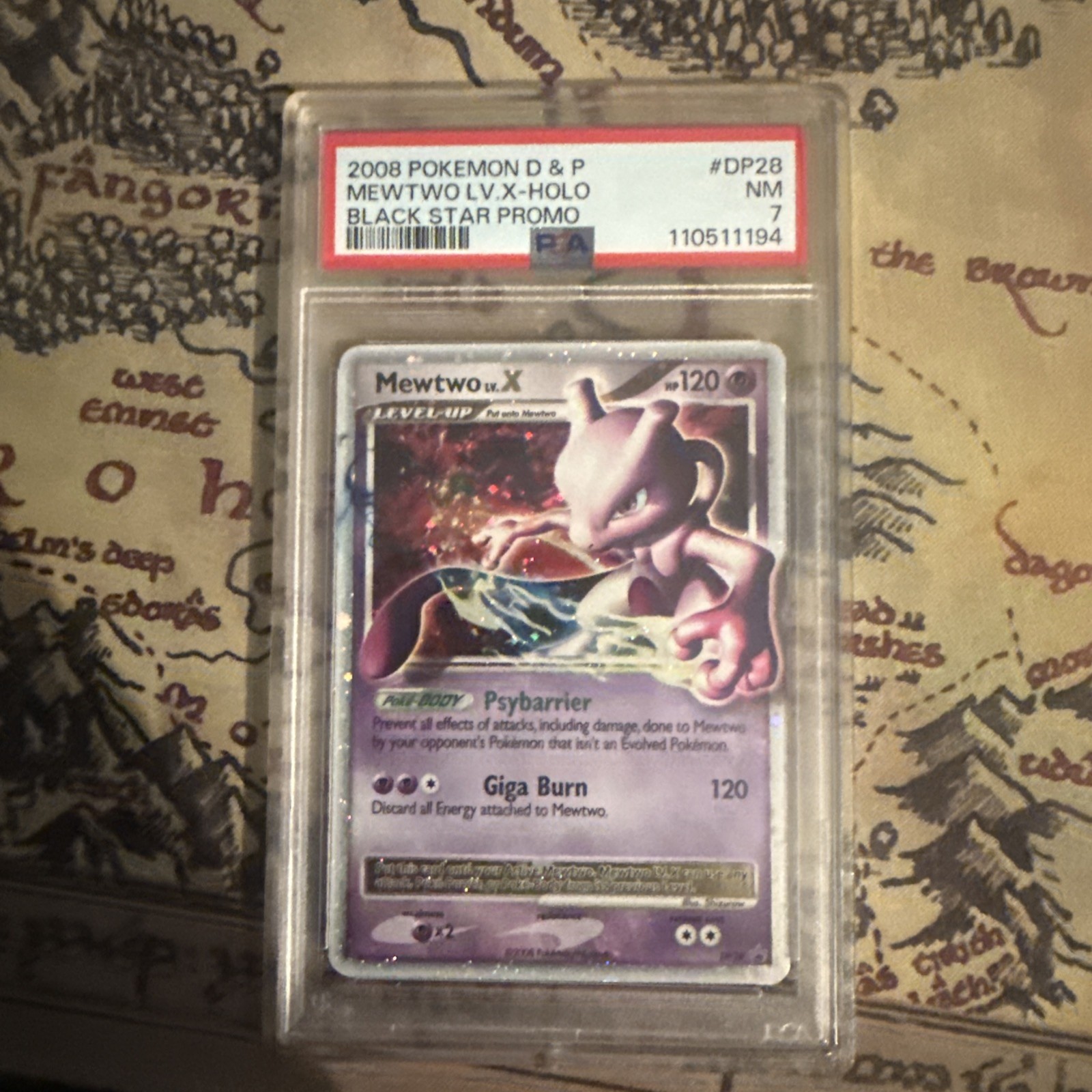 2008 MEWTWO LV.X HOLO DP28 BLACK STAR PROMO POKEMON PSA 7