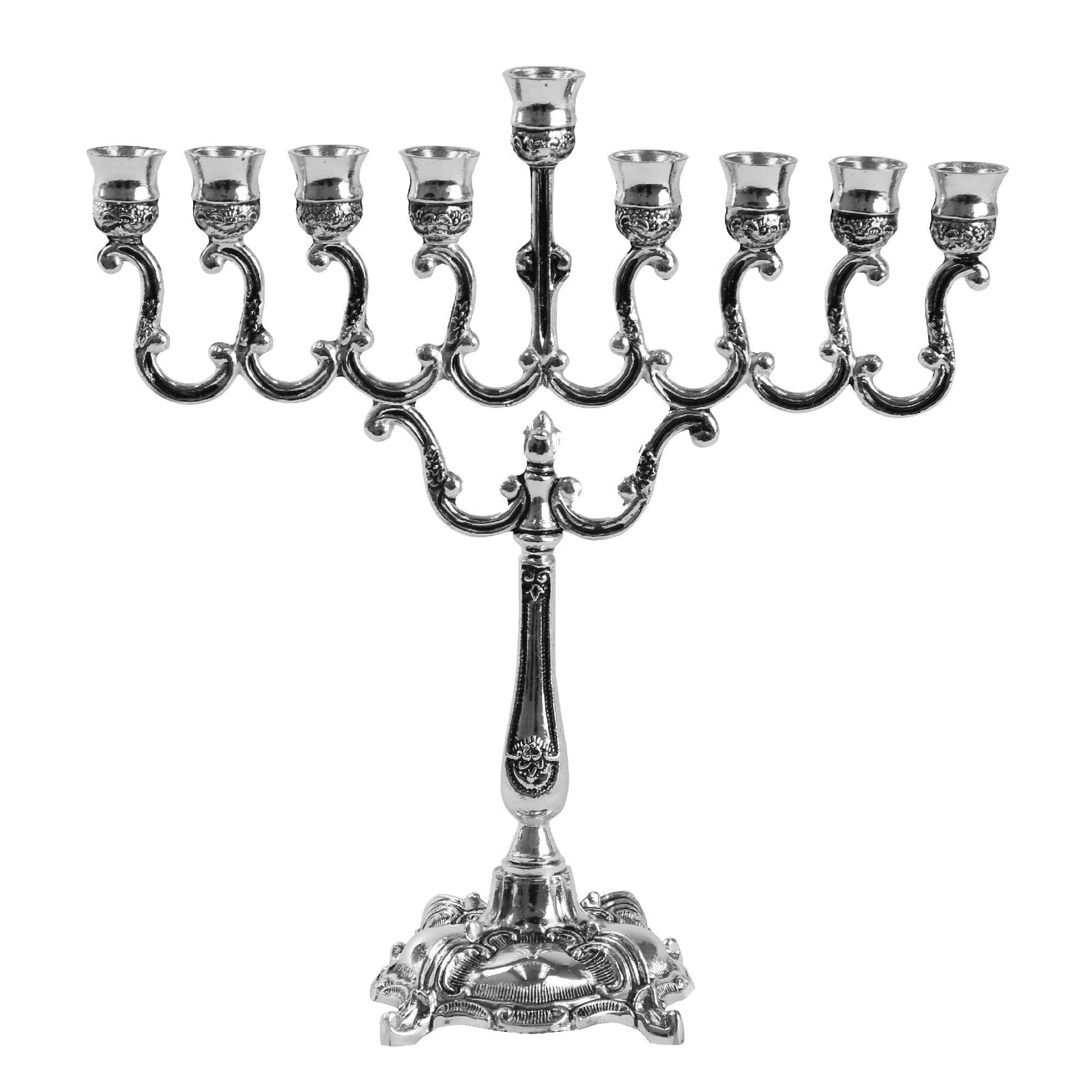 Ner Mitzvah Silver Plated Candle Menorah, Fits All Standard Hanukkah Candles ... Ner Mitzvah Silver Plated Candle Menorah, Fits All Standard Hanukkah Candles ...