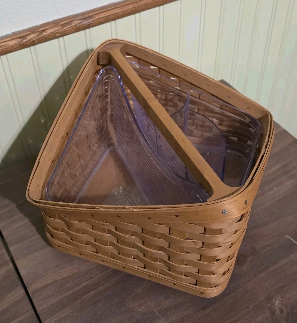 Vtg Longaberger 2006 Utensil Lazy Susan Organizer Basket w 2 Hard Plastic Liners Vtg Longaberger 2006 Utensil Lazy Susan Organizer Basket w 2 Hard Plastic Liners