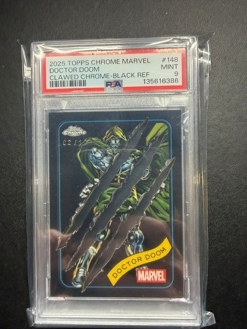 2025 Topps Chrome Marvel Doctor Doom Clawed Black Refractor PSA 9 #2/10 POP 1 2025 Topps Chrome Marvel Doctor Doom Clawed Black Refractor PSA 9 #2/10 POP 1