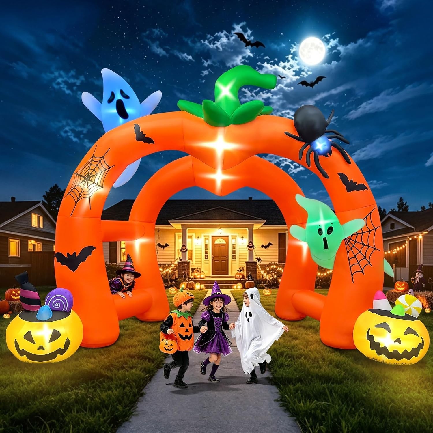 12FT Halloween Inflatable Archway,Giant Pumpkin Colorful Tunnel... 12FT Halloween Inflatable Archway,Giant Pumpkin Colorful Tunnel...